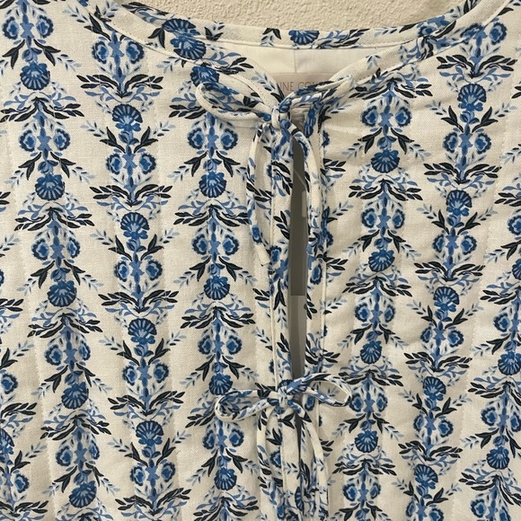 NWT Caroline Constas Bow Floral Parchwork Linen Jacket Blue/White Size Small - Picture 9 of 11